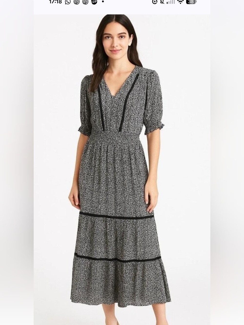 Roan + Ryan Black And White Floral Maxi Dress